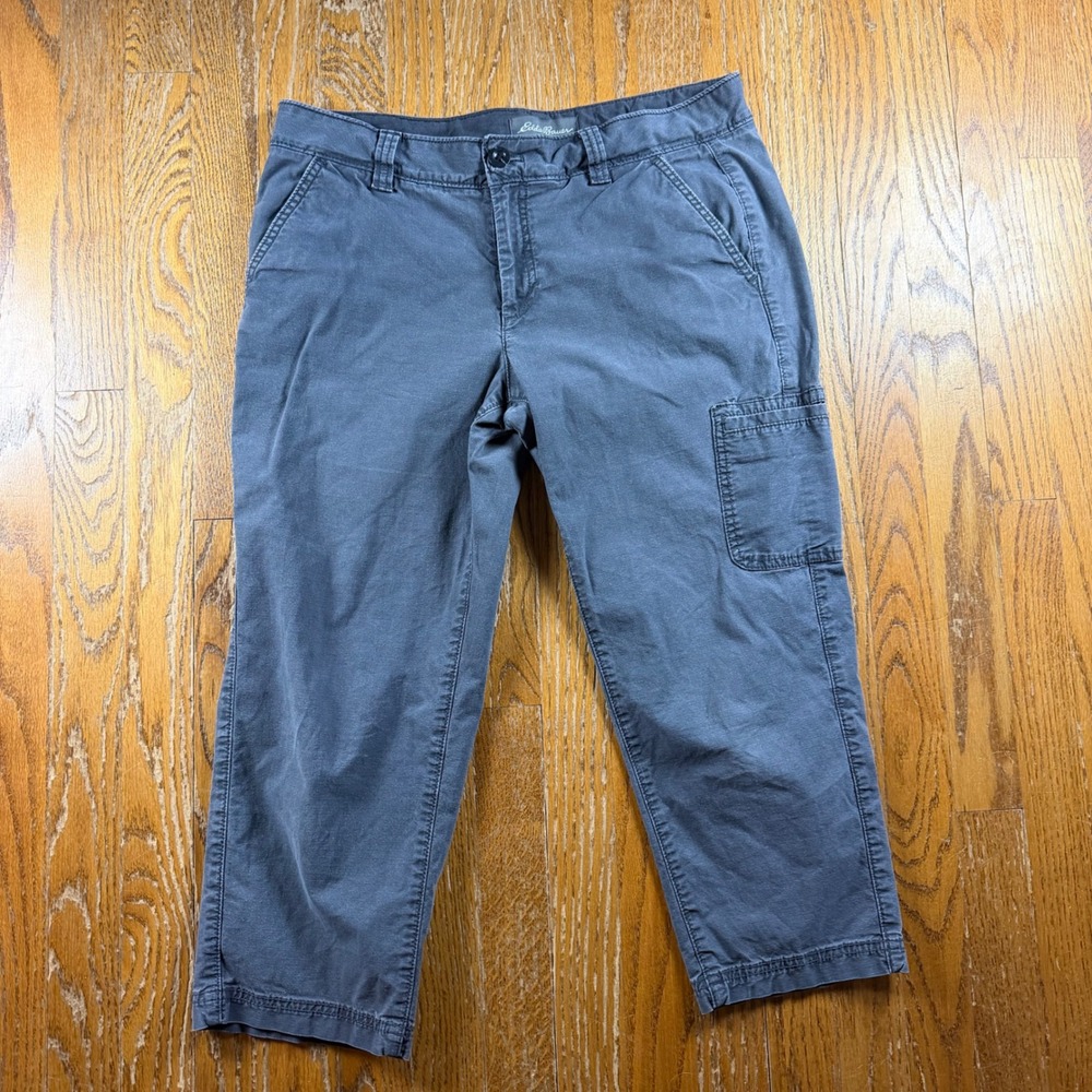 Eddie Bauer Womens 10 Gray Cargo Crop Pants Stretch Utility Gorpcore Hiking